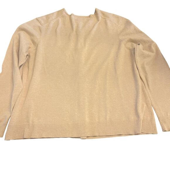 Lands End Womens Cardigan Sweater Sz XL Beige Long Sleeves Button Up Casual Work - Picture 10 of 16